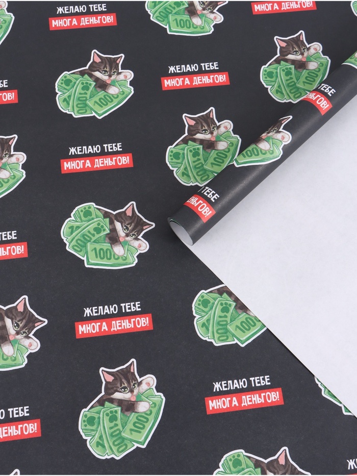 Бумага упаковочная крафтовая «Много денег», 50 × 70 см