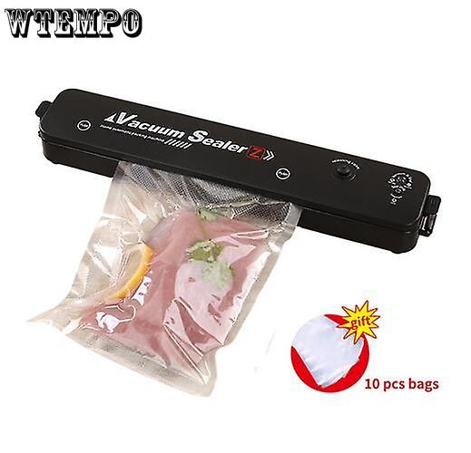 Вакуумная упаковочная машина Упаковочная машина Бесплатная доставка 10 вакуумных пакетов Бытовая черная пищевая вакуумная упаковочная машина EU
