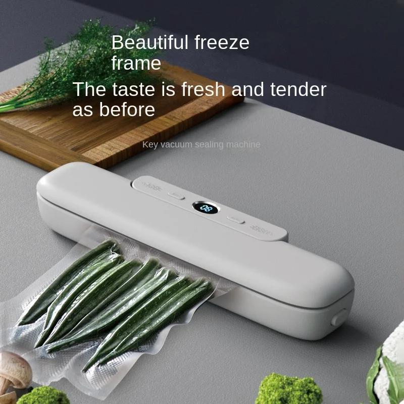 Автоматическая вакуумная упаковочная машина Домашняя кухонная упаковочная машина для консервирования продуктов Трансграничная вакуумная мини-упаковочная машина US220V белый